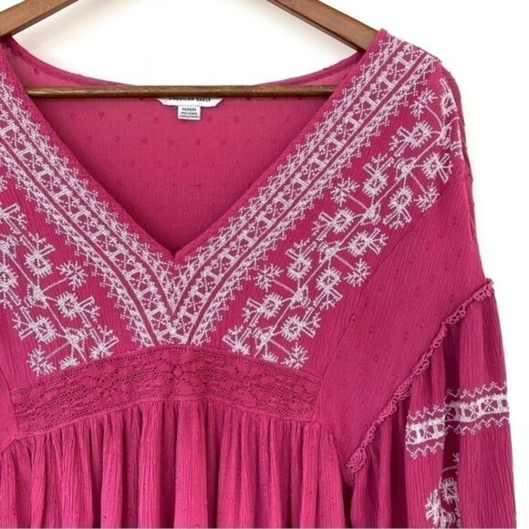 American Eagle v-neck  top with dropped sleeves, empire waisted, loose & flowy - Picture 4 of 12